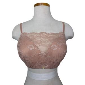 Pearl by Venus Blush Pink Lace Underwire Bra Bralette Sheer Floral Mesh 36D